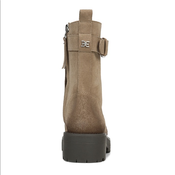 Sam Edelman Suede Combat Boot Safari Tan NWT 7.5 Lug Sole Moto Platform - Picture 8 of 10